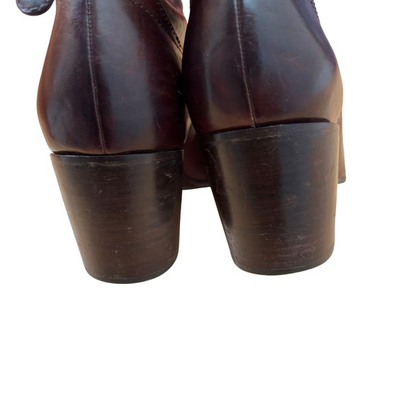 Frye‎ Women's Leather Ankle Boots Booties Block Heel Size 9M Brown - Picture 7 of 12